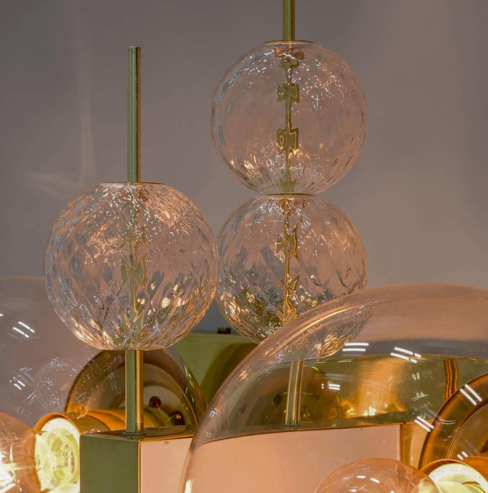 Set Midcentury Hotel Wall Chandeliers With Brass Fixture, European, 1970s photo 18243.0