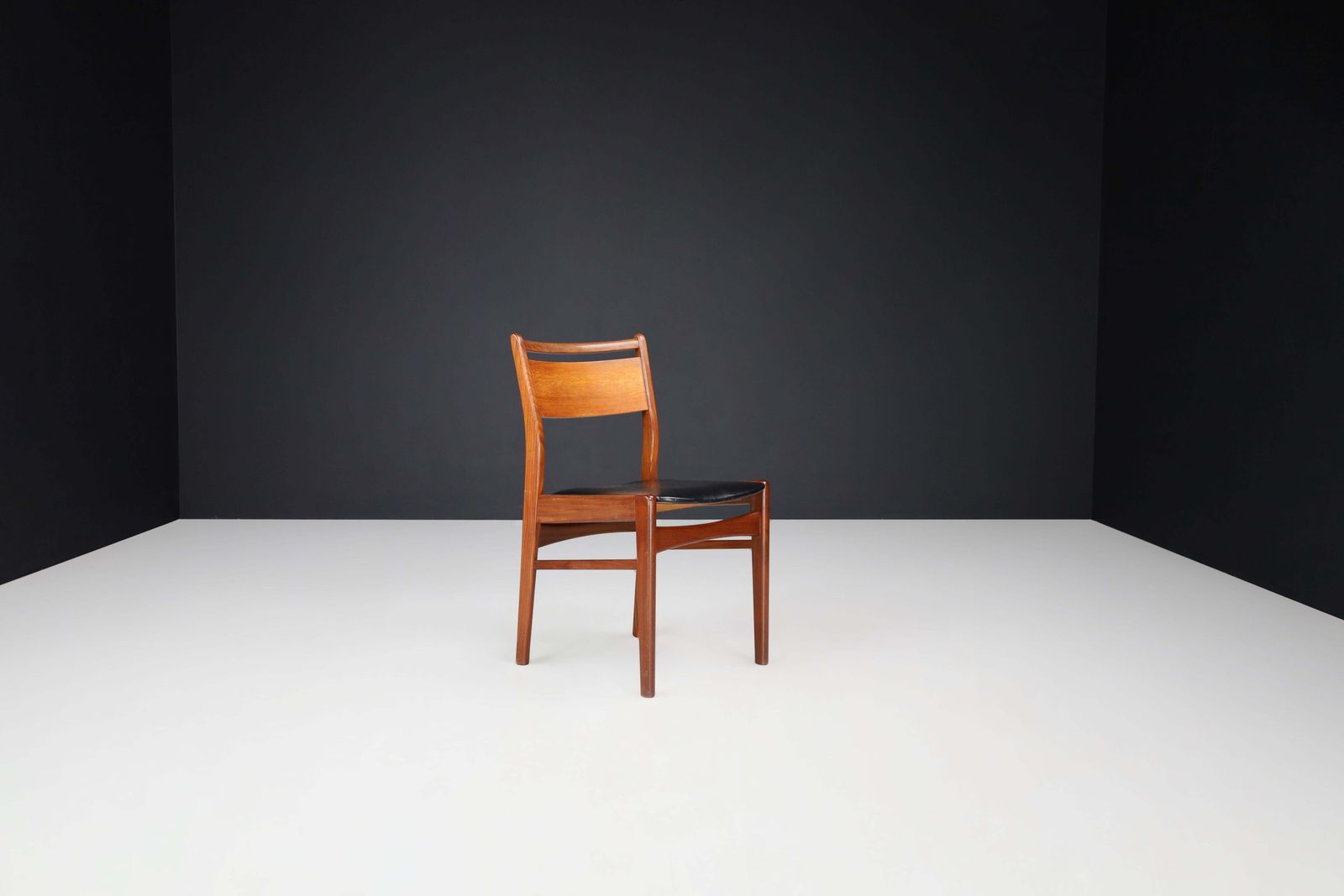 Set Of 6 Scandinavian Modern Teak And Leather Dining Chairs, Denmark, 1960s photo buy