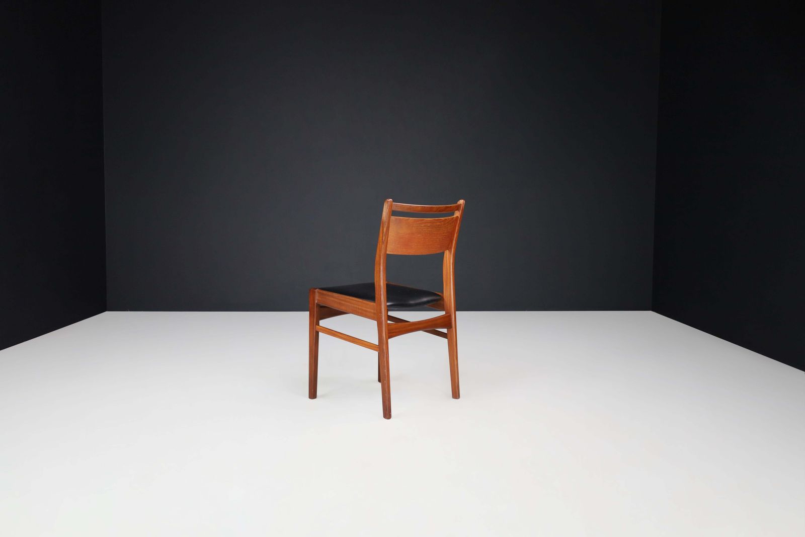 photo furniture Set Of 6 Scandinavian Modern Teak And Leather Dining Chairs, Denmark, 1960s