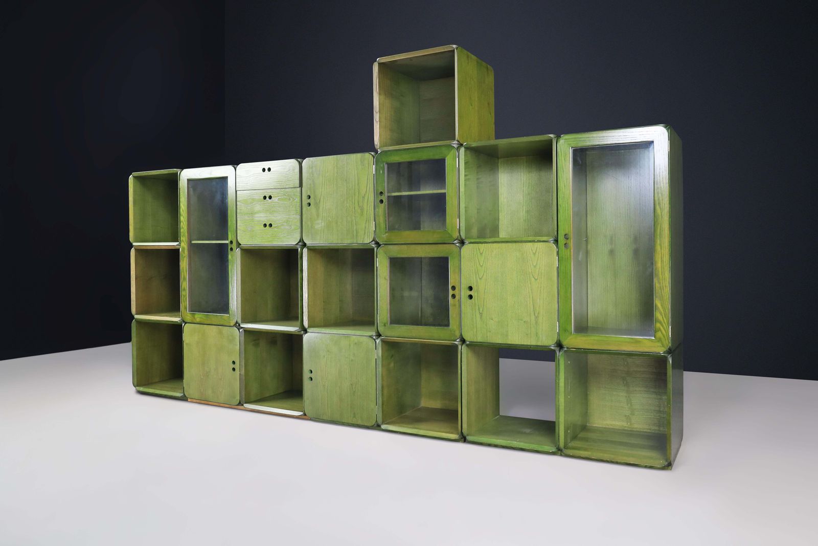 Derk Jan De Vries For Maisa Di Seveso, Natural Green Modular Cabinet Bookcase. photo Furniture