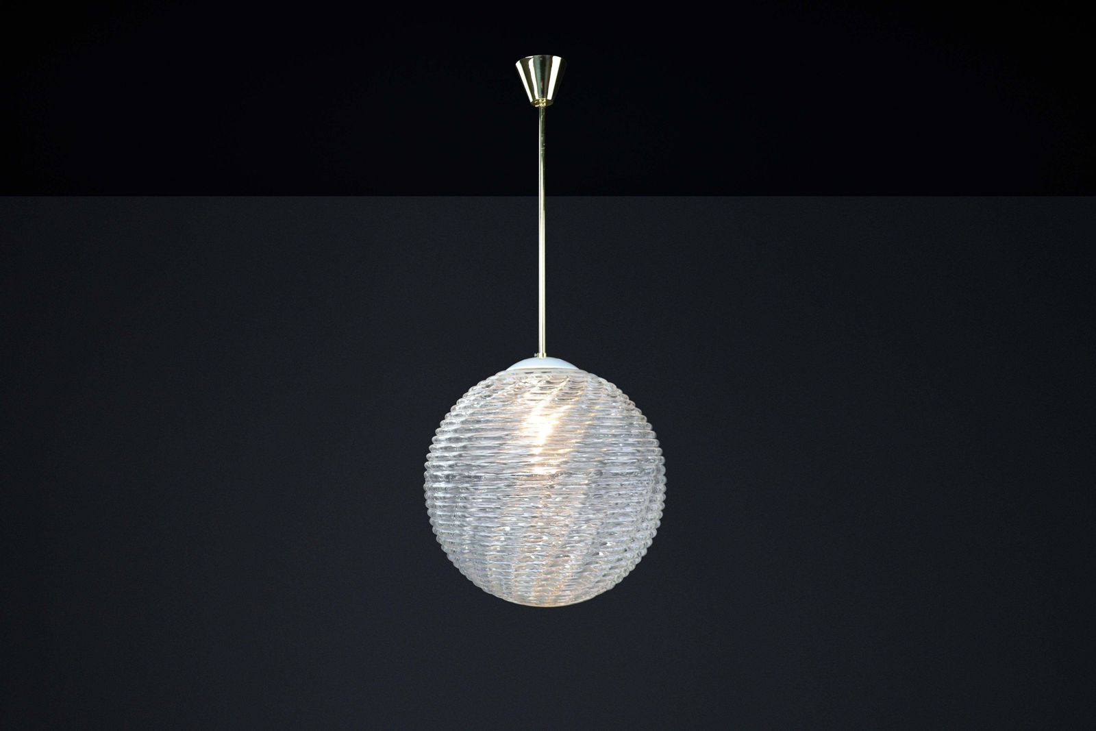 photo furniture Midcentury Modern Xl  Brass And Pattern Glass Pendant, Prague 1960s