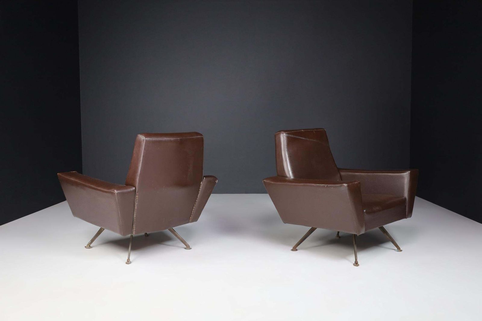 Pair Of Armchairs By Studio Tecnico Italy A.P.A. And Designed By Lenzi 1950s photo for sale