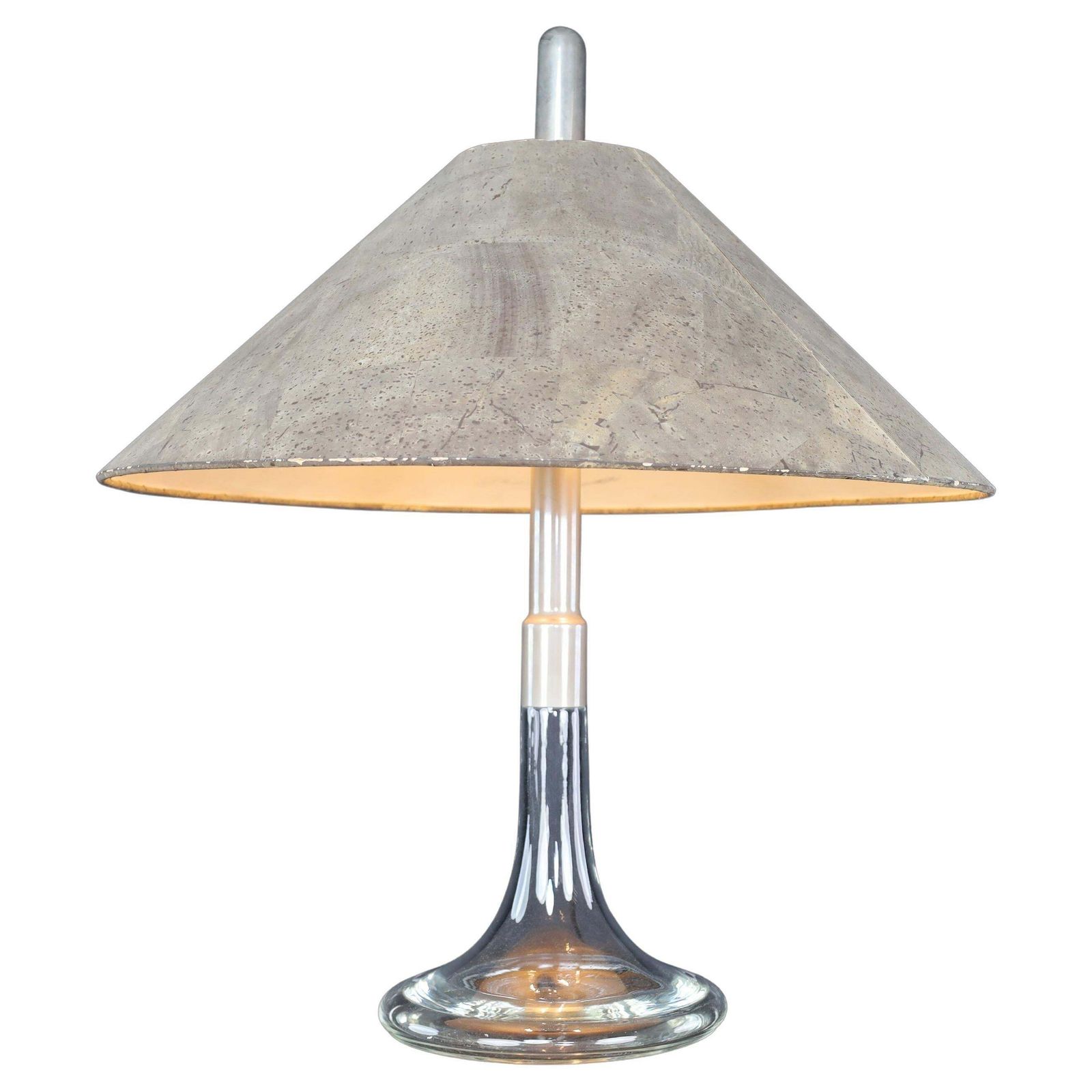 Mid Century Modern Ingo Maurer Table Lamp Glass & Chrome, Design M, Germany 1960