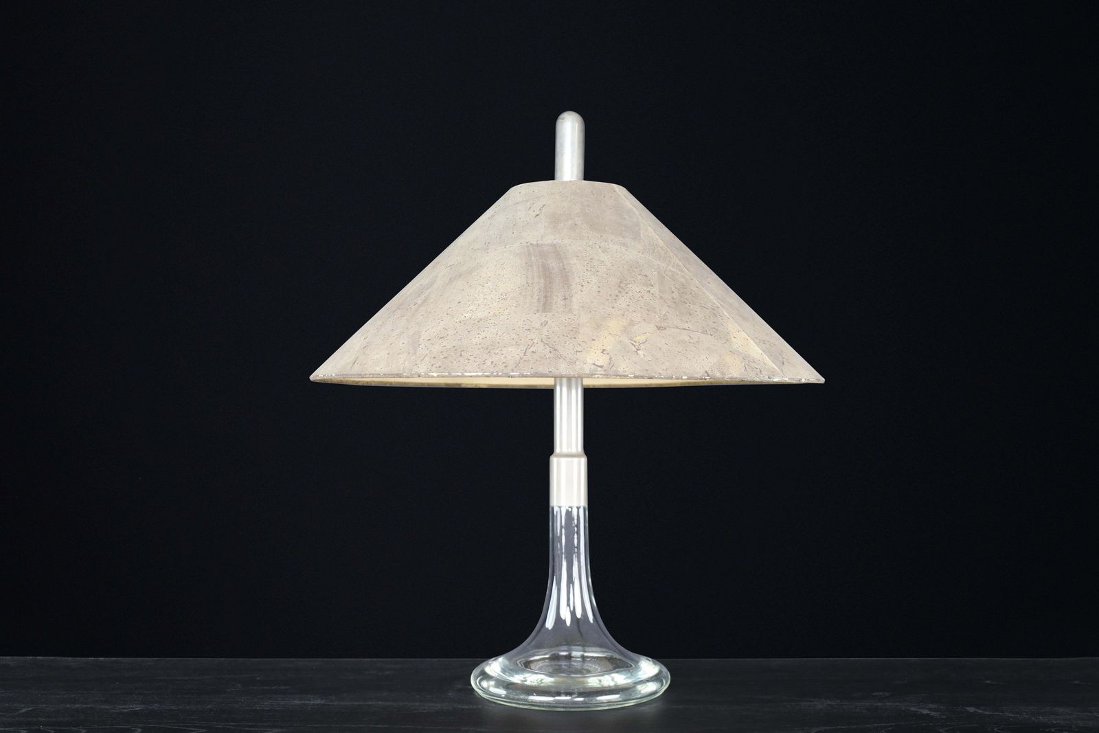 Mid Century Modern Ingo Maurer Table Lamp Glass & Chrome, Design M, Germany 1960 photo vintage