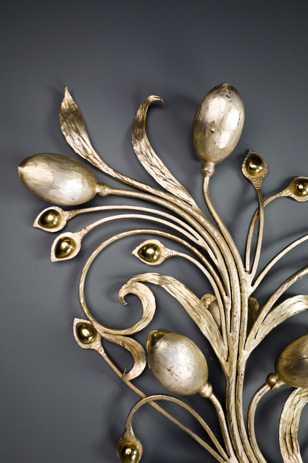 2625.0 Monumental Floral Leaf Brass Wall Lights / Sculptures By Hans Möller Germany '60 photo