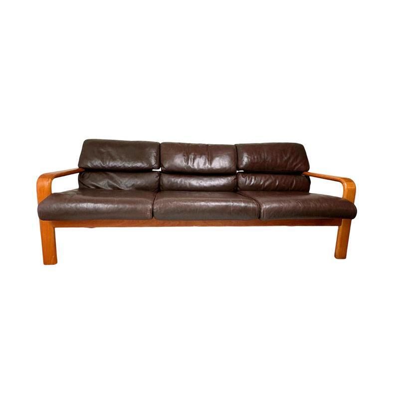 Mid Century Scandinavian Teak 3 Seater Sofa, 2 Seater Sofa And Armchair By L. Olsen & Søn, 1960s, Set Of 3 photo for sale