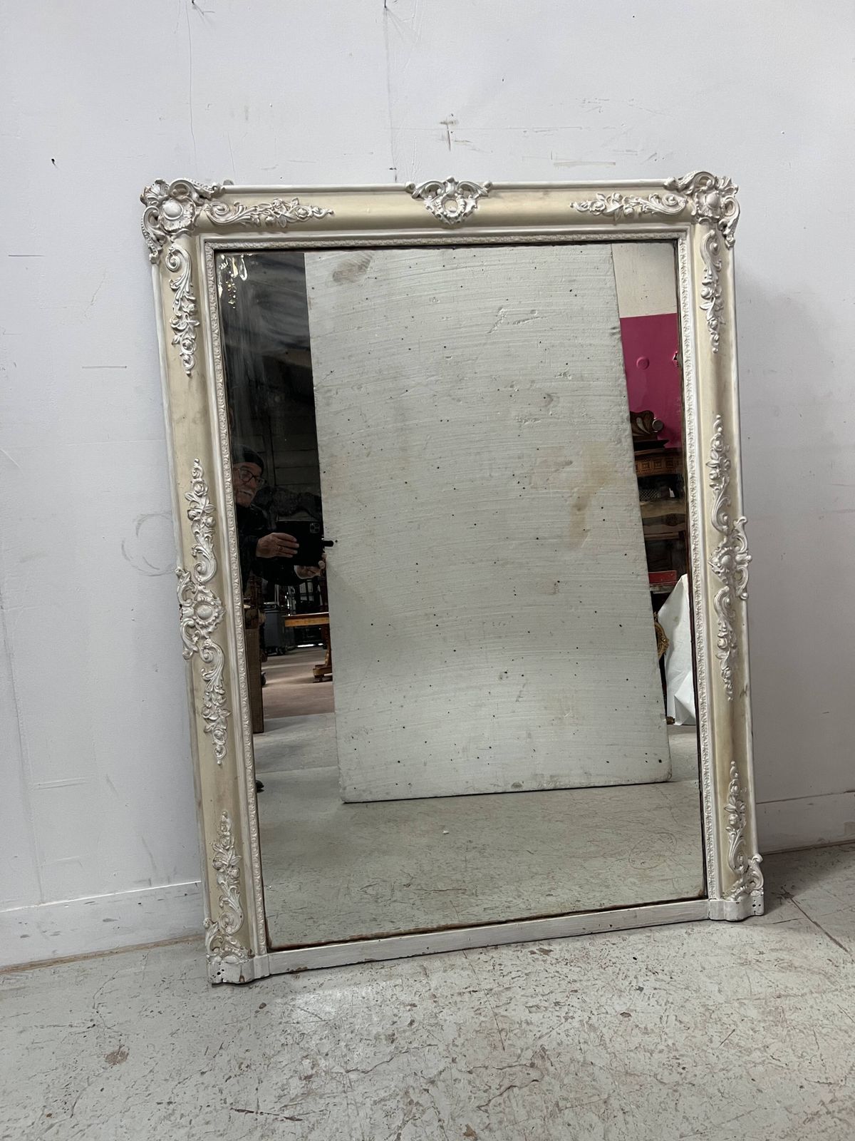 Louis XVI Style Mirror In Wood And Patinated Stucco, 20th Century photo furniture