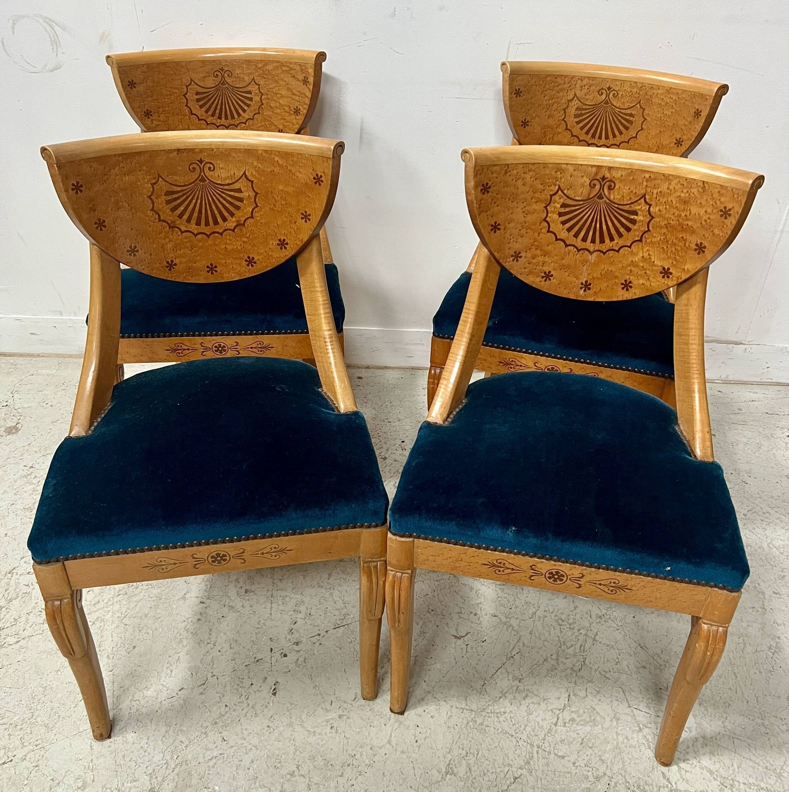 Set Of Four 20th Century Charles X Style Maple Wood Chairs photo Furniture