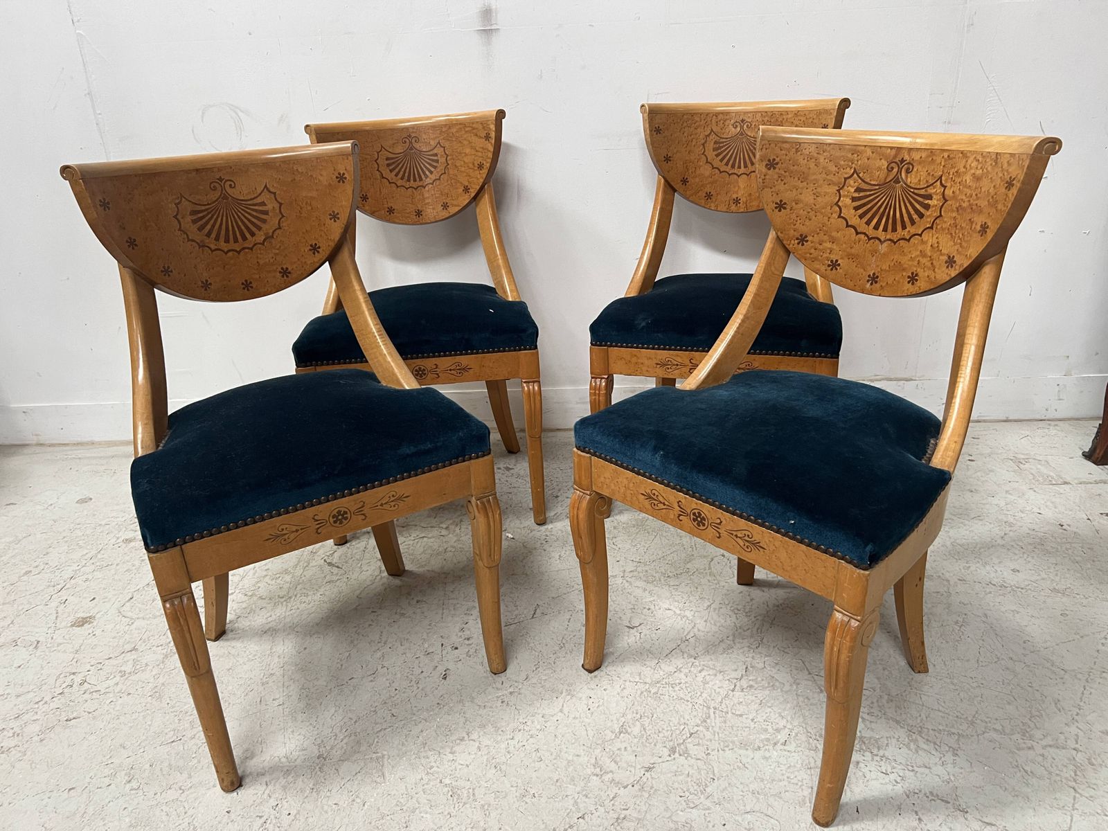 1111.8 Set Of Four 20th Century Charles X Style Maple Wood Chairs photo