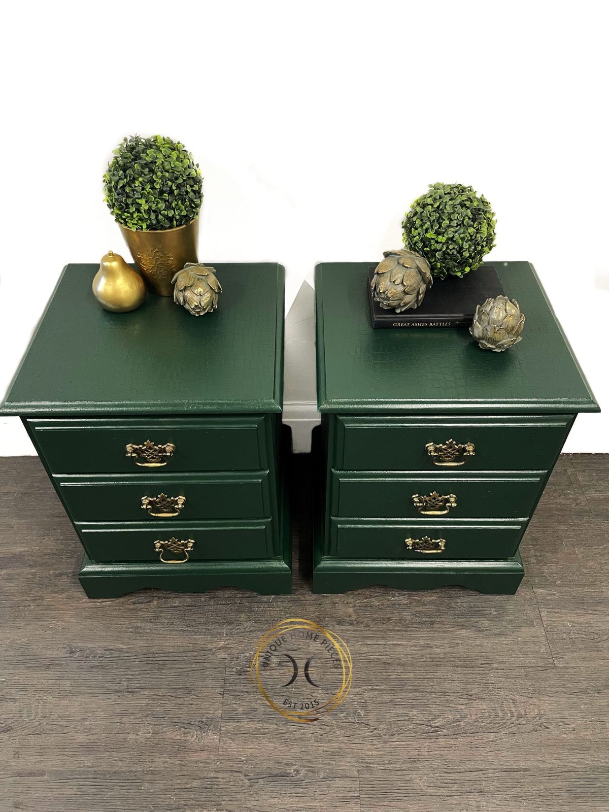 Set Of Two Green Bedside Drawers photo Furniture