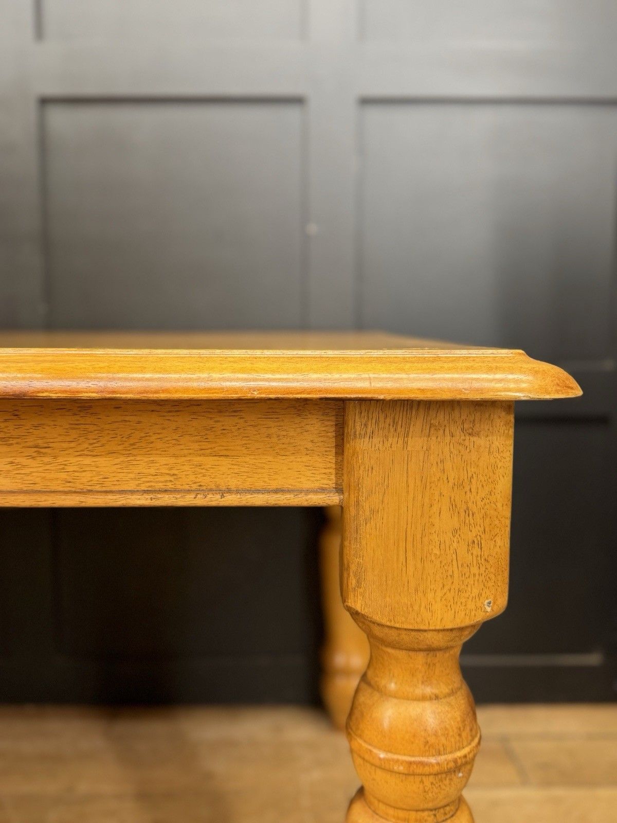 Large Beech Farmhouse Dining Table With Turned Legs – 6 To 10 Seater photo furniture