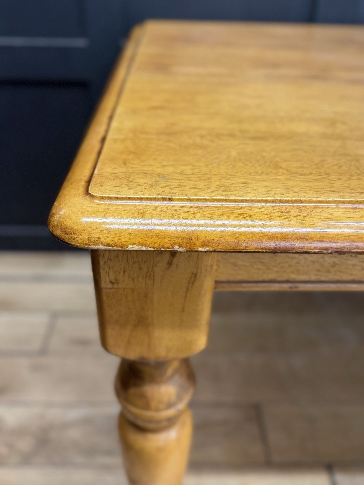 Large Beech Farmhouse Dining Table With Turned Legs – 6 To 10 Seater photo Furniture