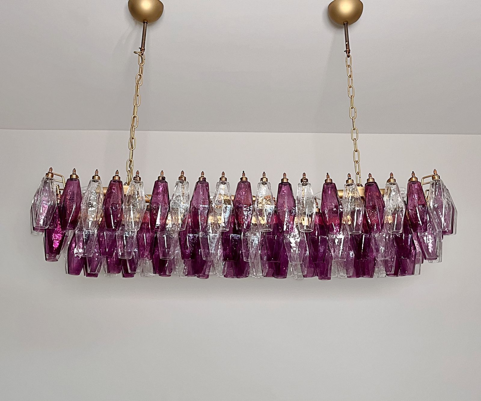 Elegant Murano Poliedri Chandelier   Carlo Scarpa   138 Amethyst/Clear Glasses photo for sale