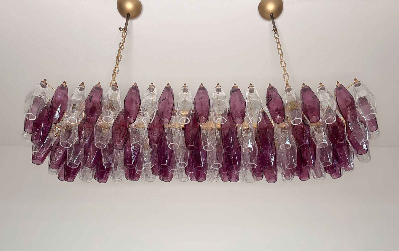 Elegant Murano Poliedri Chandelier   Carlo Scarpa   138 Amethyst/Clear Glasses photo vinterior