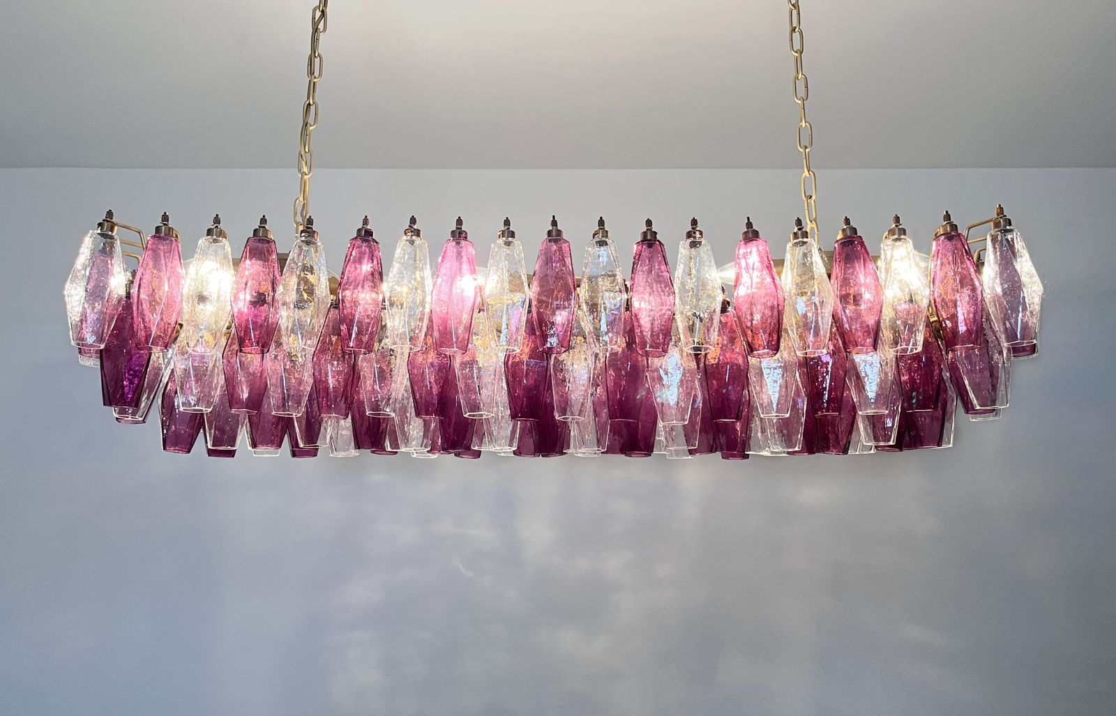 photo vintage Elegant Murano Poliedri Chandelier   Carlo Scarpa   138 Amethyst/Clear Glasses