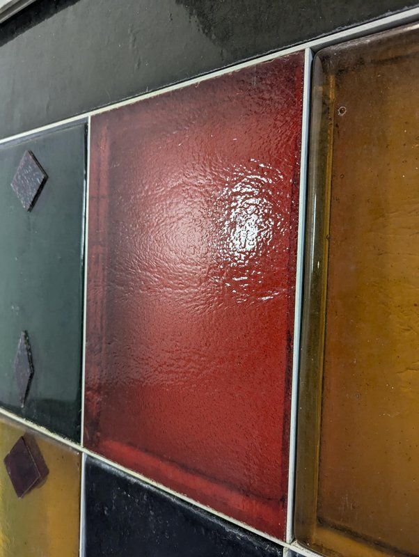 Panels In Thick Colored Saint Gobin Glass Tiles, Set Of 2 photo vintage