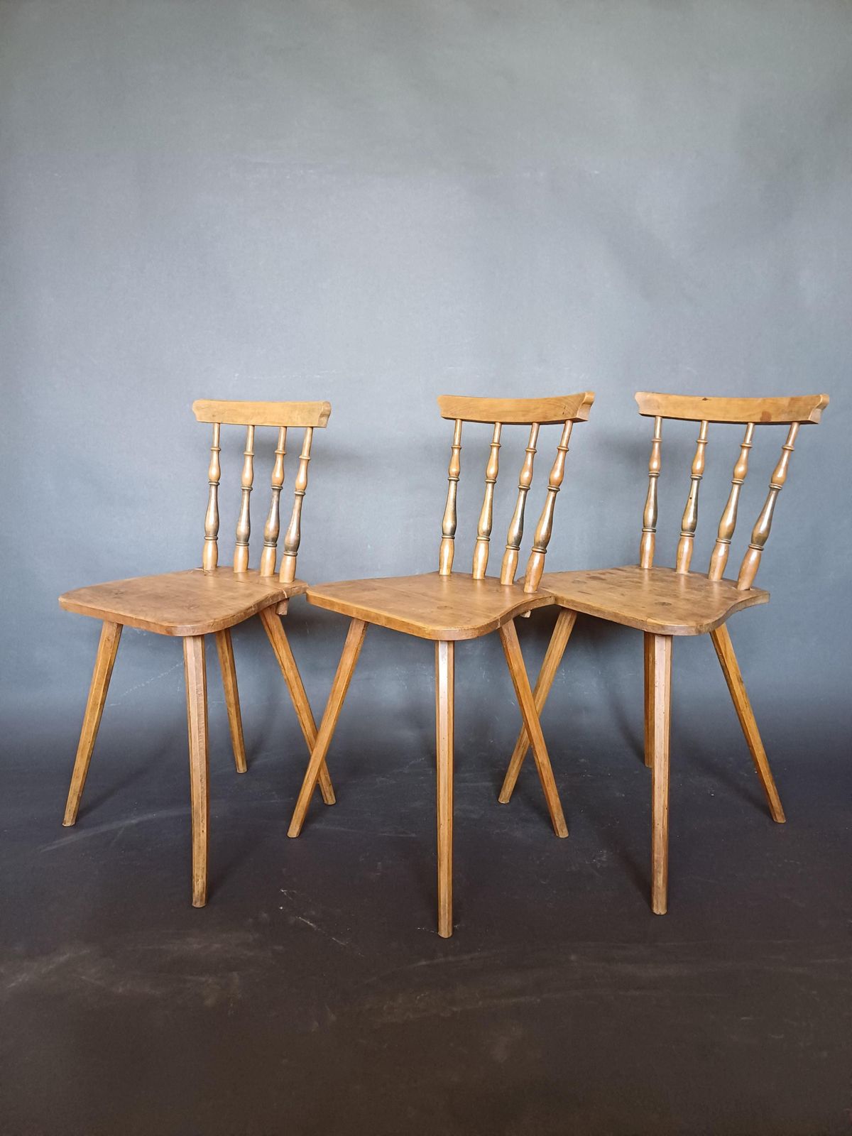 Antique Slovenian Alps Farm Chairs, 1930s, Set Of 3 photo vinterior
