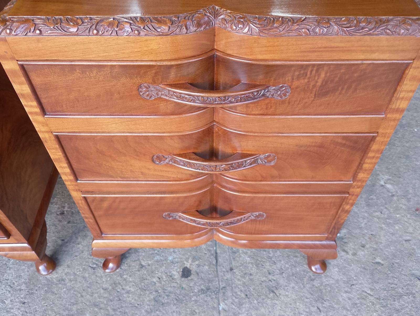 Solid Walnut Pair Of Bedside Chest Of Drawers C1930/40s photo furniture