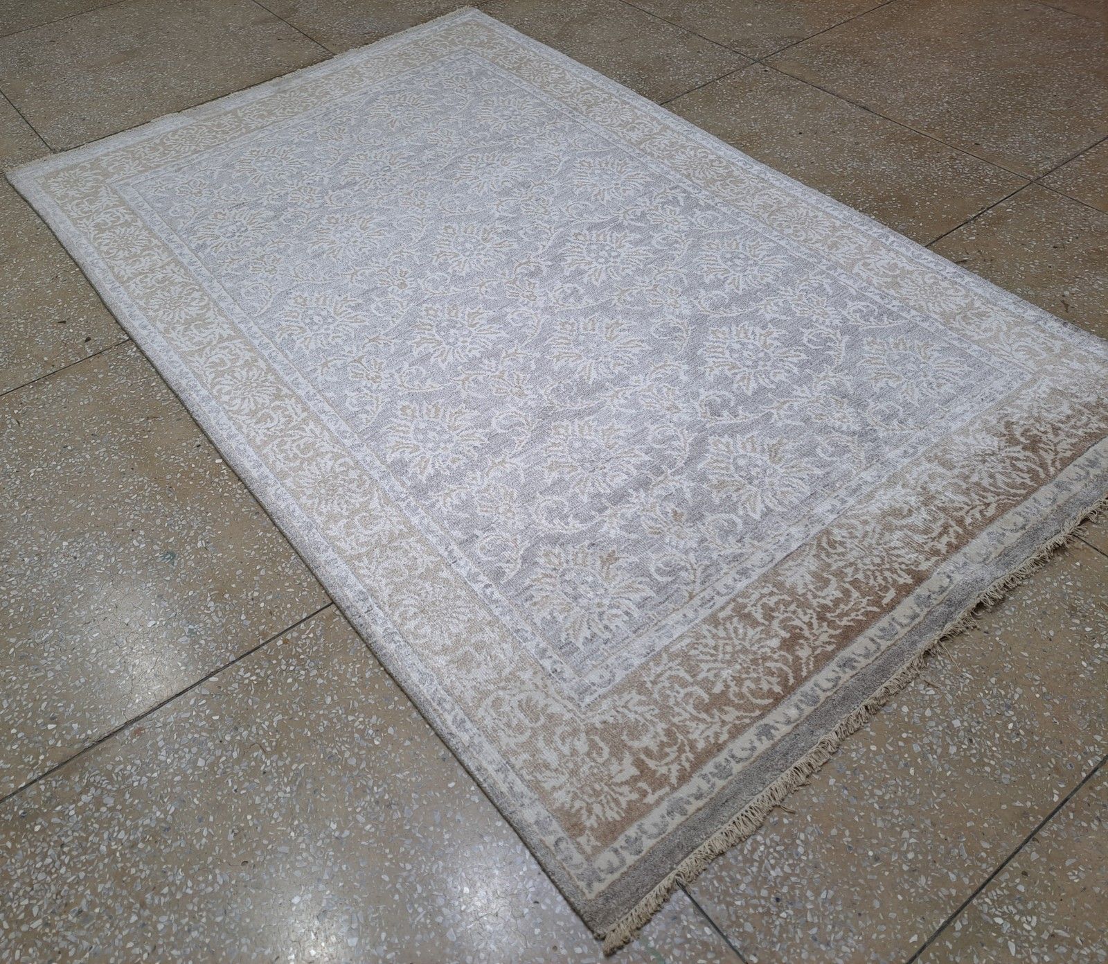 5.6x8 Ft Modern Hand Knotted Area Rug. Pure Silk Carpet. Custom Size Available photo 1050.0
