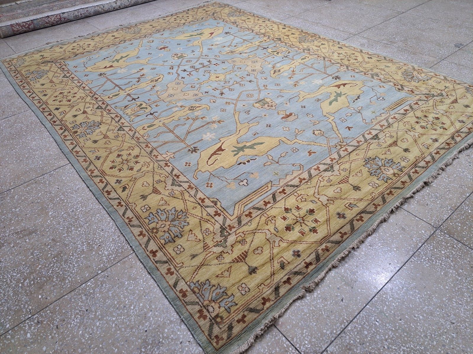 9x12 Ft New Hand Knotted Oushak Style Rug. 100% Wool Carpet. Custom Options Avl. photo furniture