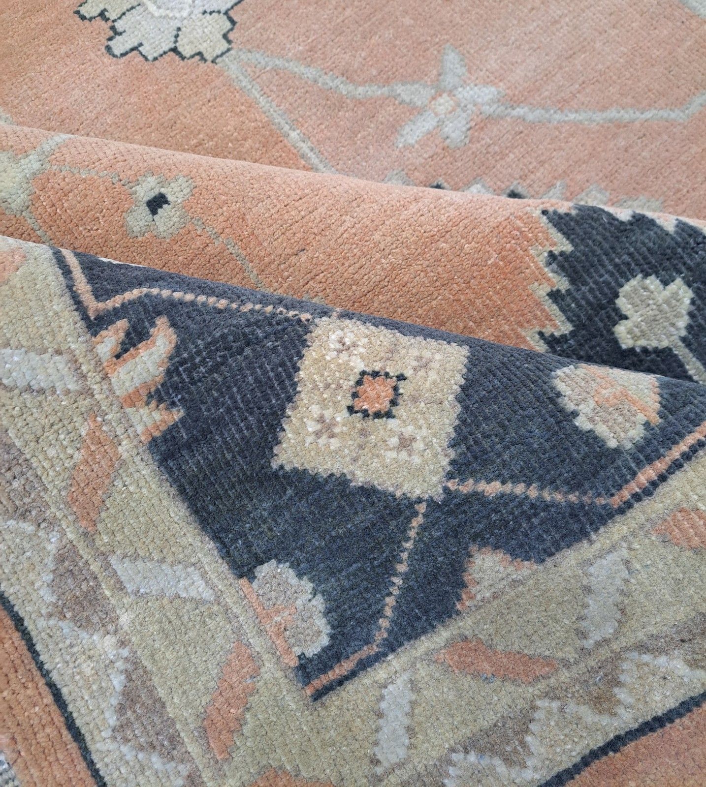 9x12 Ft New Handknotted Oushak Style Rug. All Wool Carpet. Custom Options Avail. photo vintage