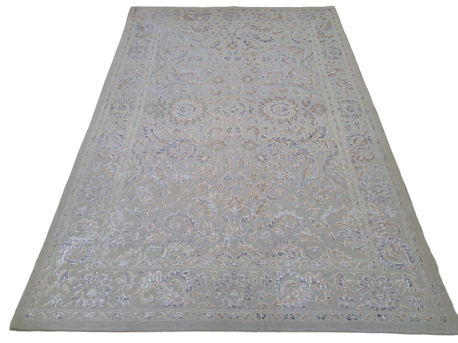 5.6x8 Ft 100% Silk Hand Knotted Area Rug For Contemporary Living Room
