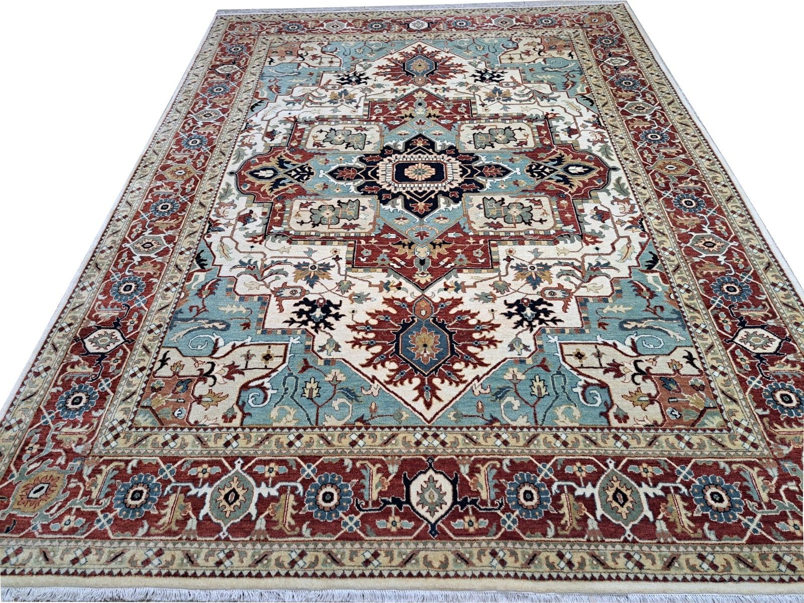 8x10 Ft Antique Heriz Inpired Hand Knotted New Rug Made Of Wool