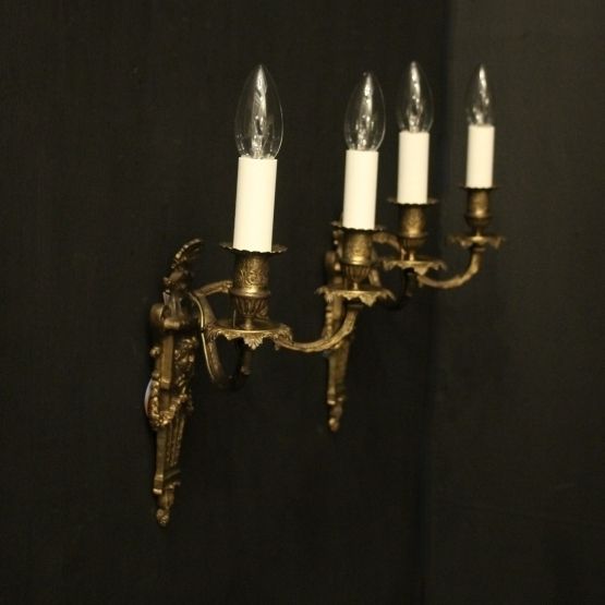 photo for sale French Pair Of Bronze Antique Wall Sconces
