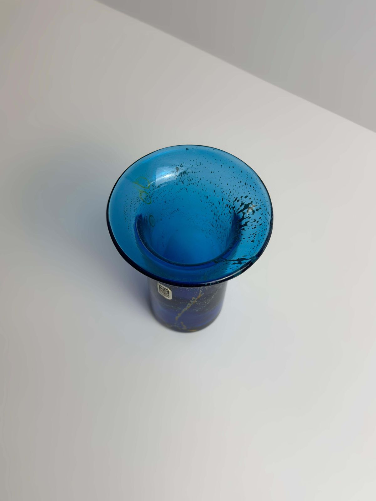 Mdina Glass Spill Vase In Blue And Yellow, Malta, 1970s photo 160.0