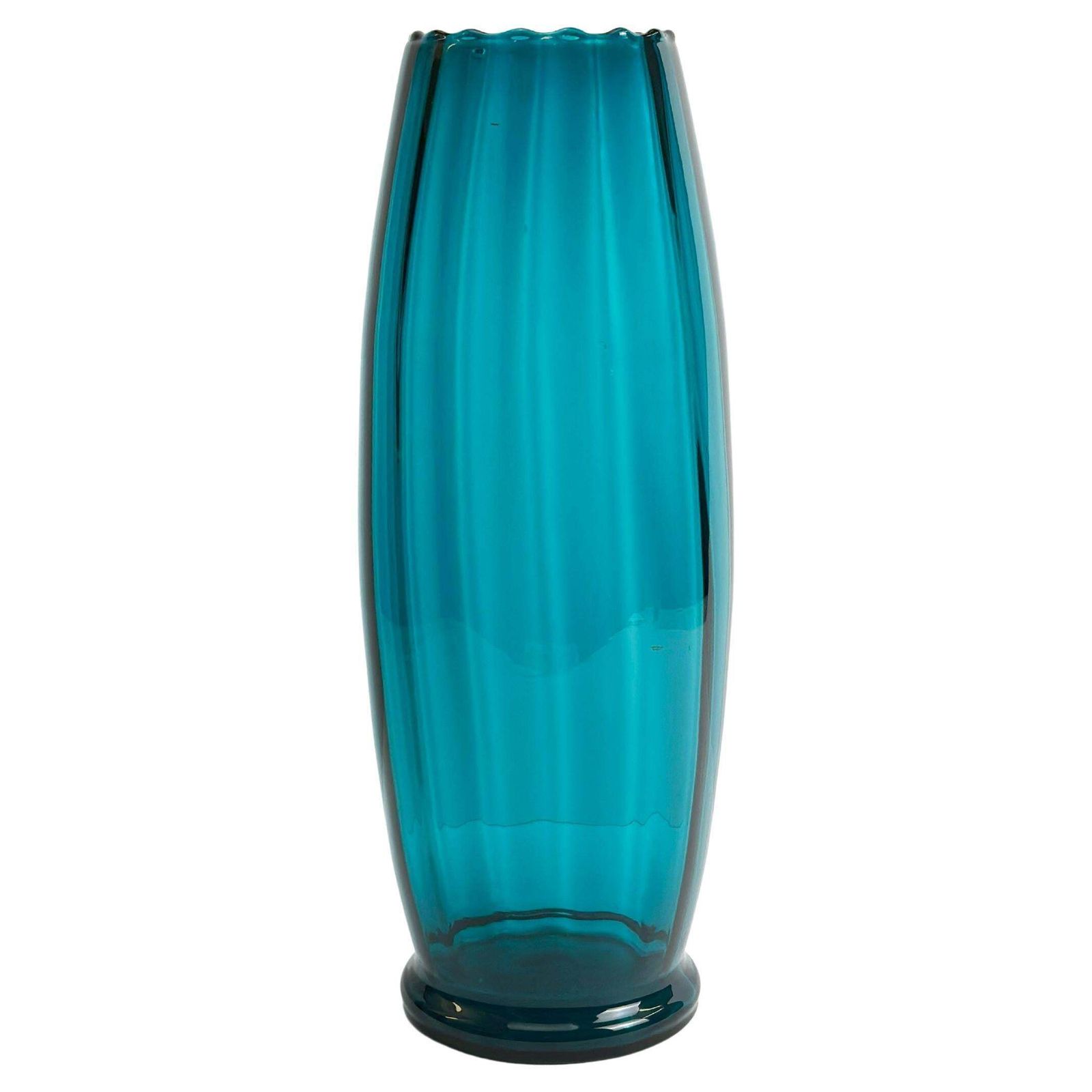 Large Teal Empoli Art Glass Vase Attributed To Rossini, Italy 1960s