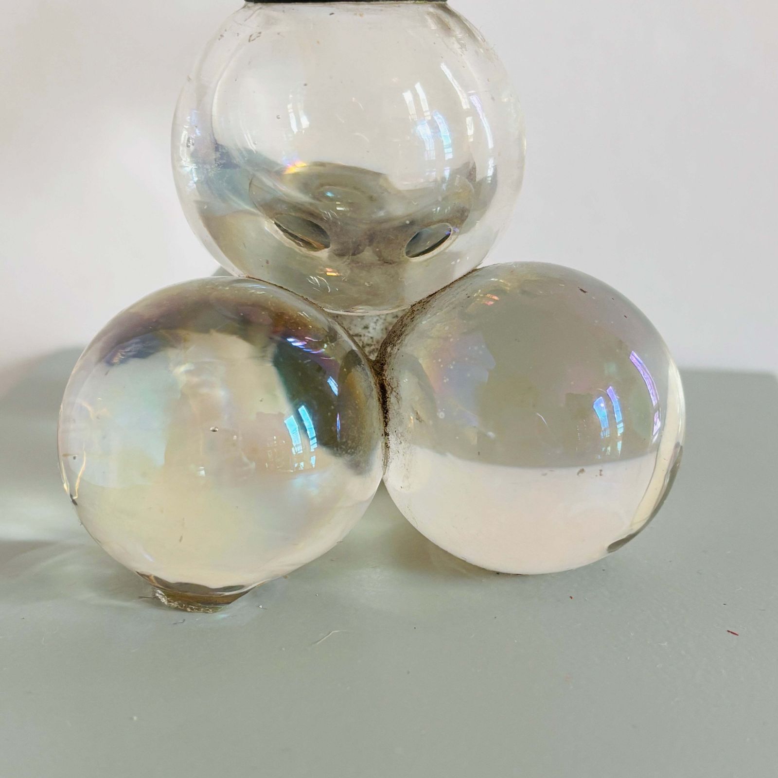 Antique Iridescent Glass Soap Bubble Inkwell photo Home Decor