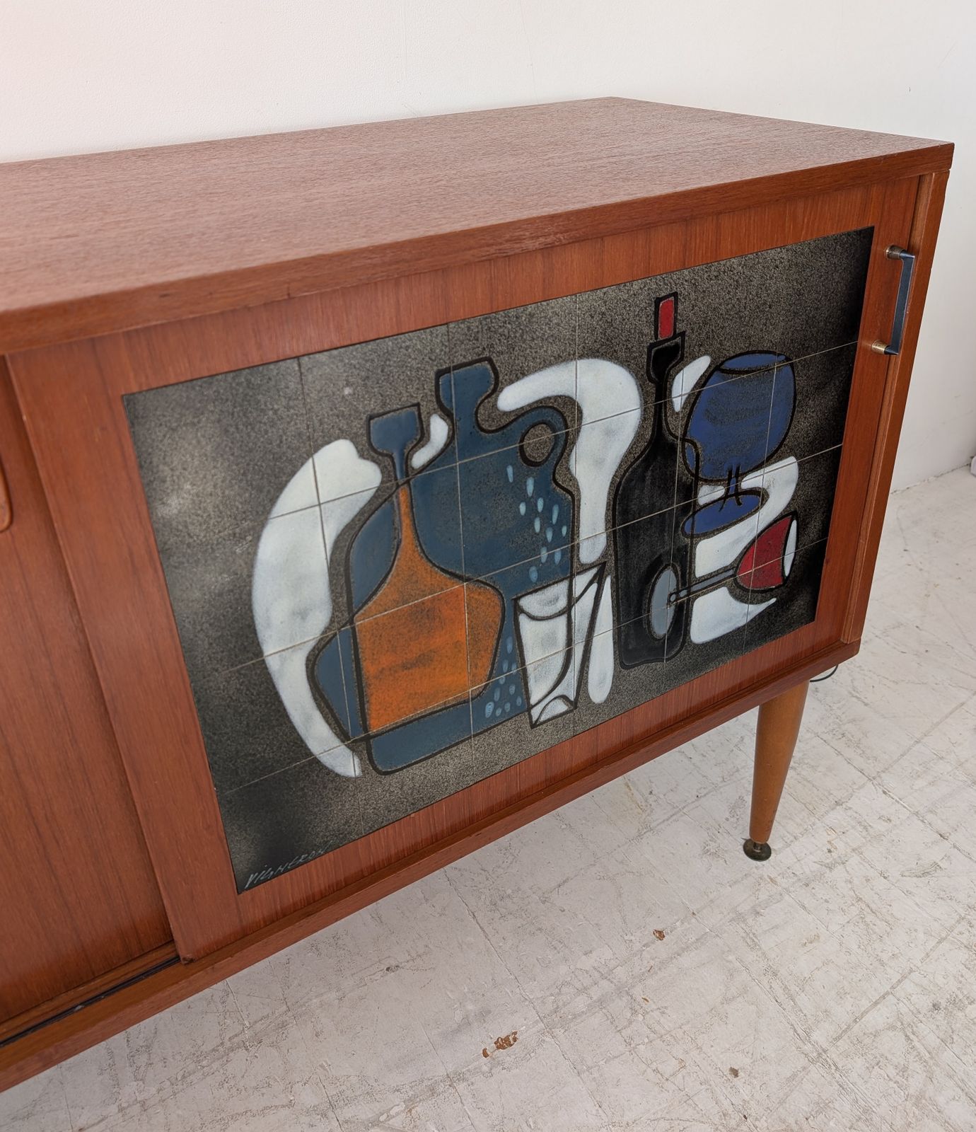 Mid Century Sideboard By Alfred Hendrickx, Belgium, 1960s, Teak & Vigneron Ceramic Tile photo buy