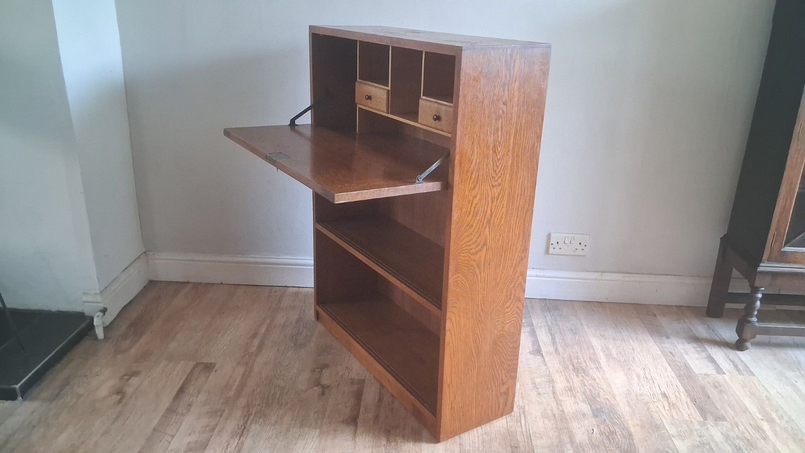 Delightful 1960's Odhams Of London Solid Oak  Mid Century Bookcase Bureau photo vinterior