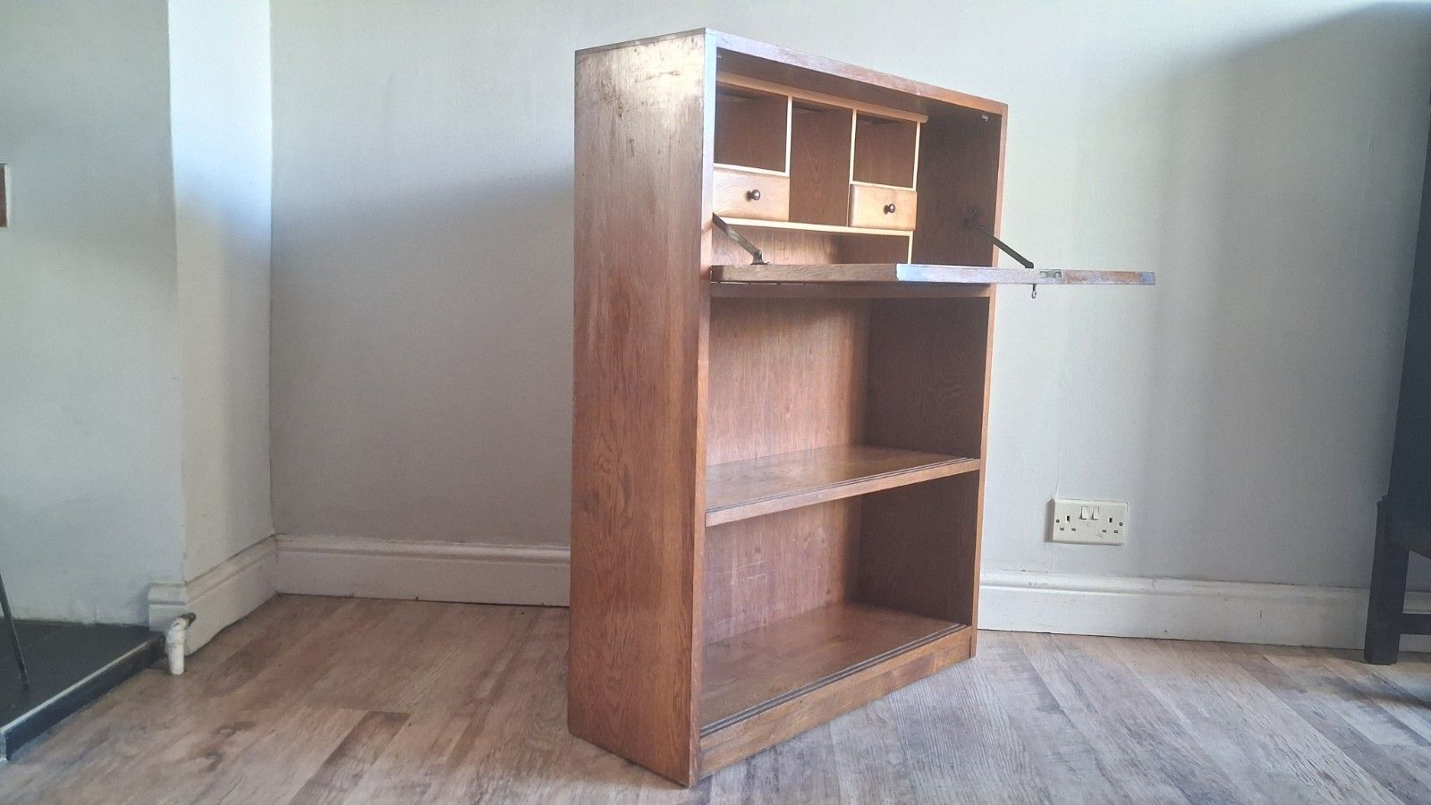 Delightful 1960's Odhams Of London Solid Oak  Mid Century Bookcase Bureau photo vintage