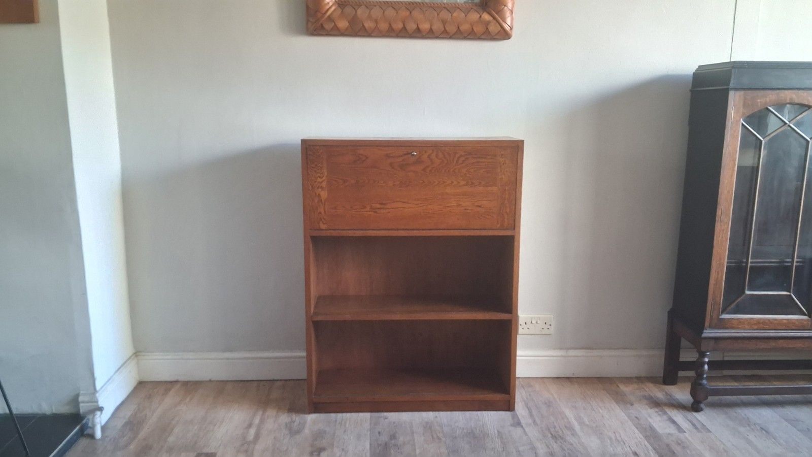 photo furniture Delightful 1960's Odhams Of London Solid Oak  Mid Century Bookcase Bureau