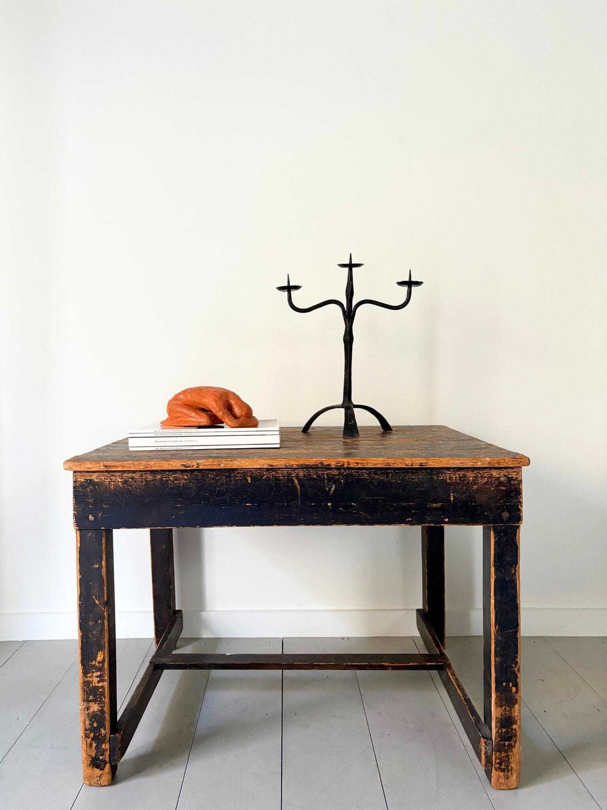 Mid Century Terracotta Sculpture Of Crouched Figure, Handmade In France C.1960 photo for sale