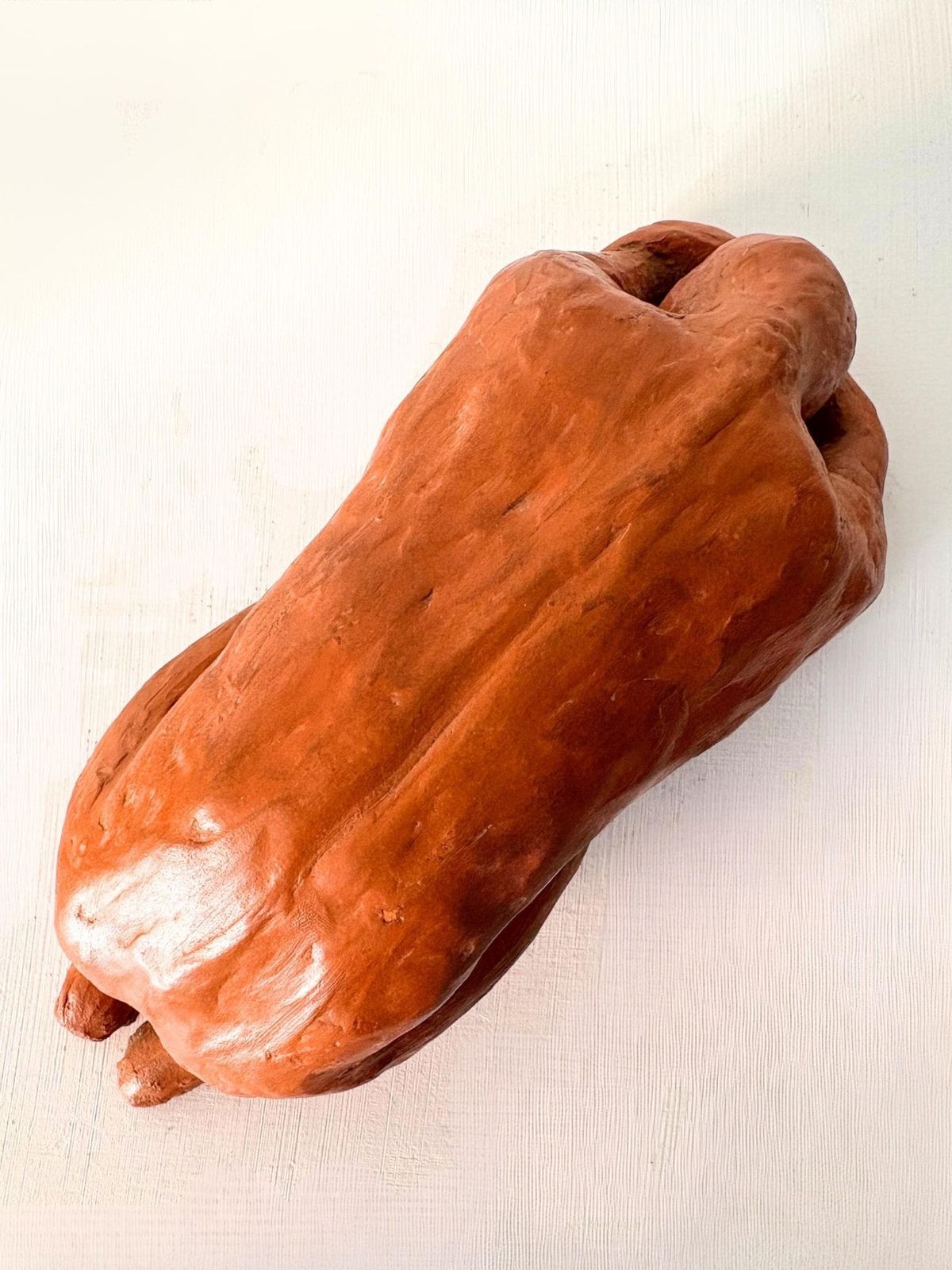Mid Century Terracotta Sculpture Of Crouched Figure, Handmade In France C.1960 photo buy
