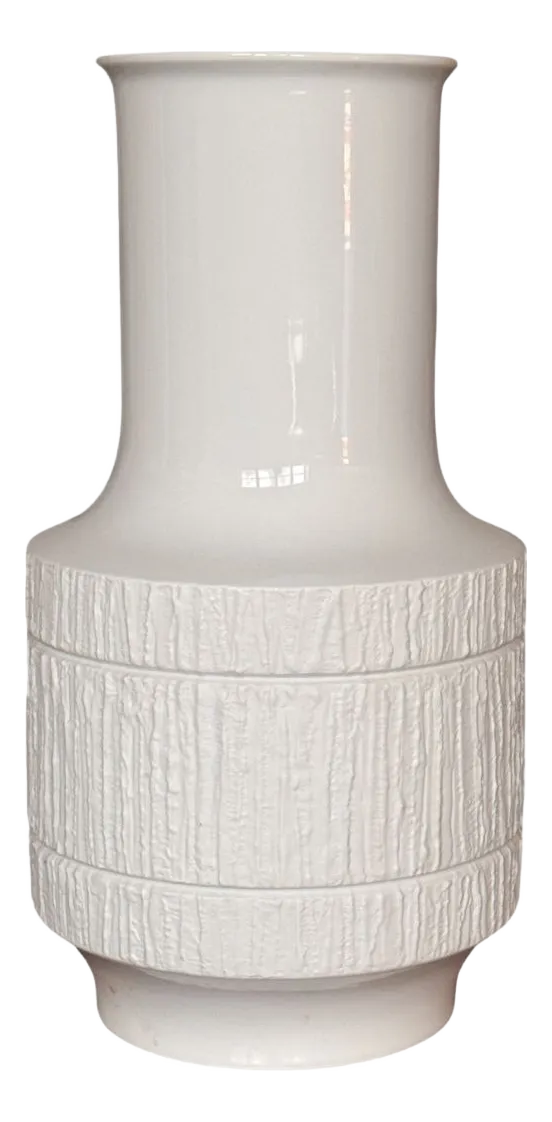 Large Ivory Ceramic Floor Vase By Richard Scharrer For Thomas / Rosenthal, Germany, 1970s