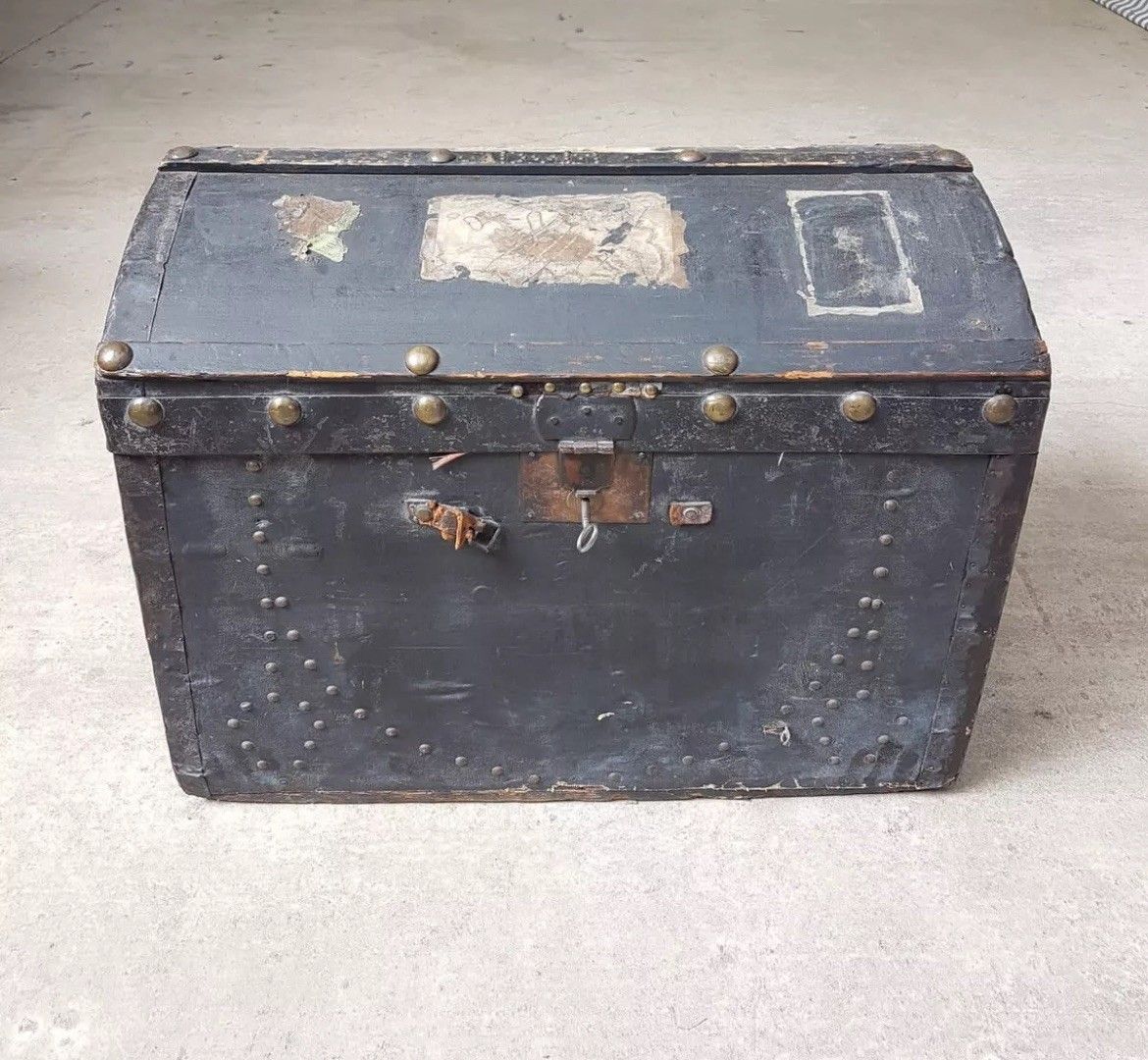 Vintage Antique Rustic Steamer Storage Chest Trunk Blanket Box photo buy