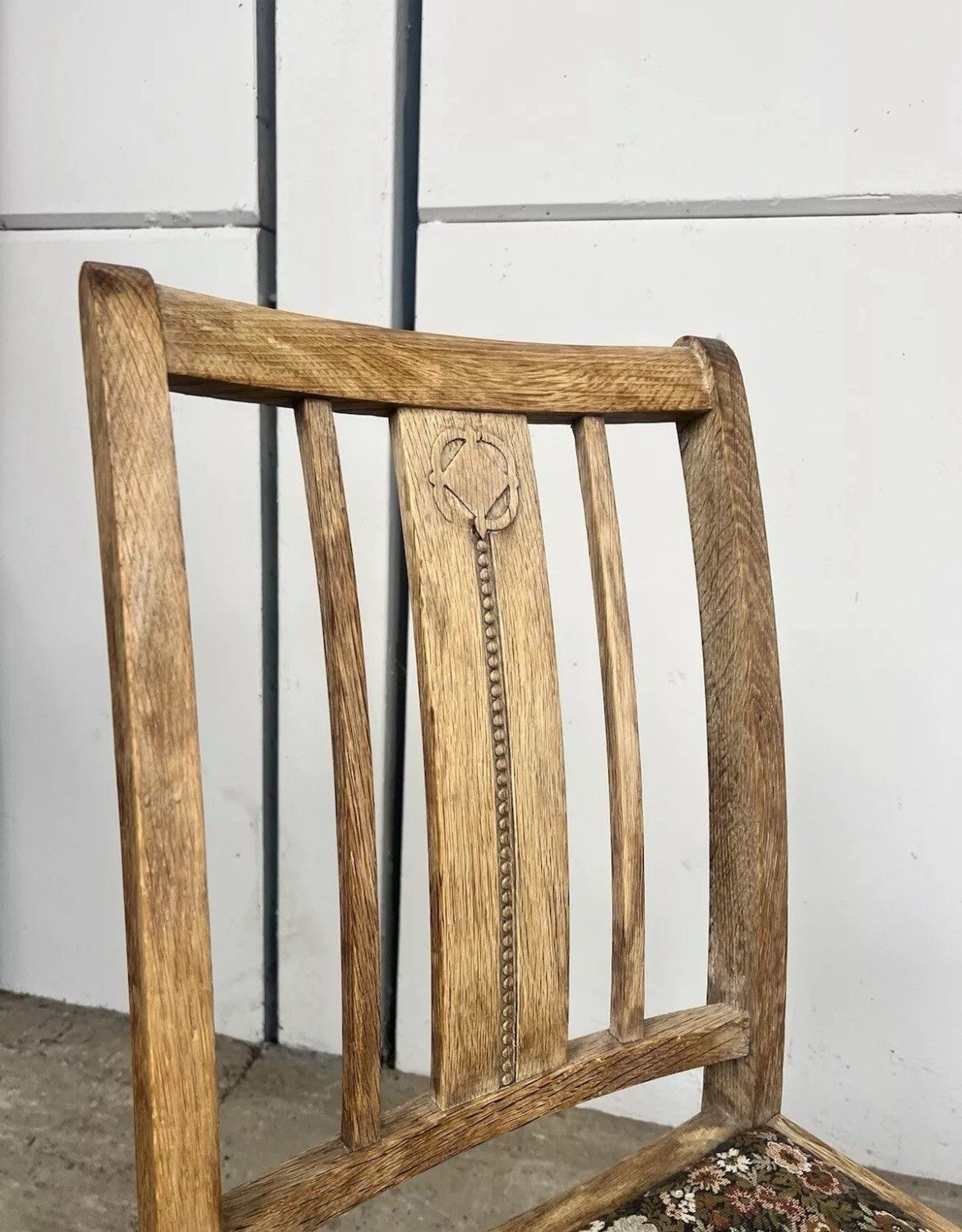 Vintage Antique Pair Set Of 2 Arts And Crafts Oak Dining Chairs photo for sale