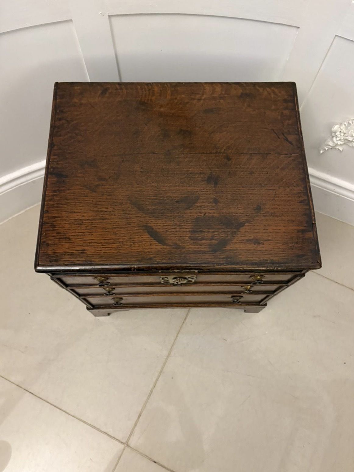 Antique Early 18th Century Quality Oak Coffer In The Form Of A Miniature Chest photo vintage