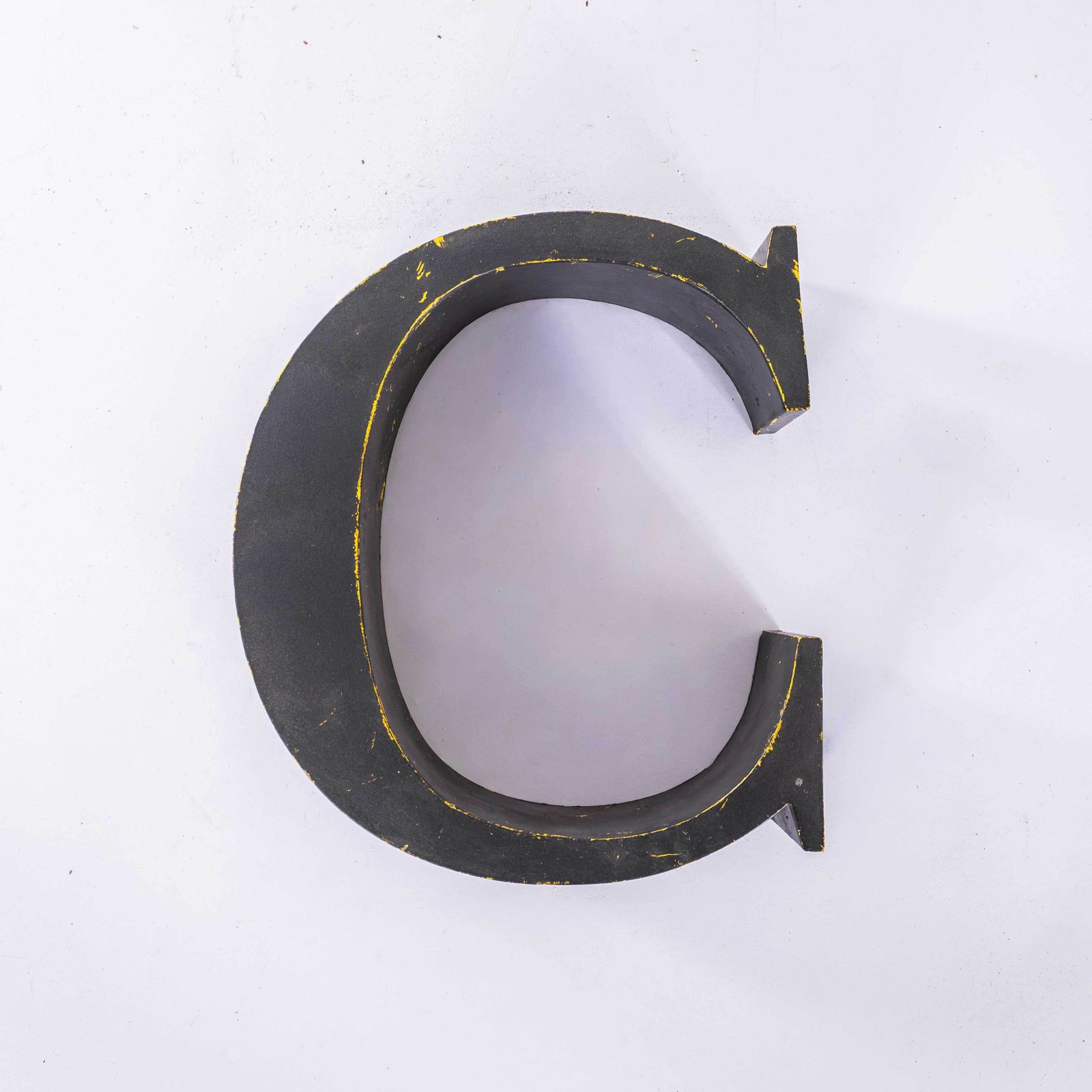 1950's Original Large French Metal Shop Signage Letters   Letter C