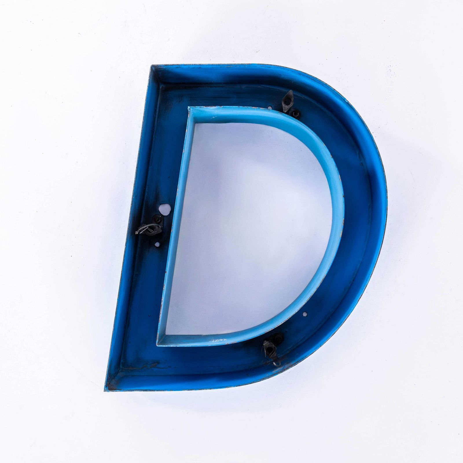 1950's Original Large French Metal Shop Signage Letters   Letter D
