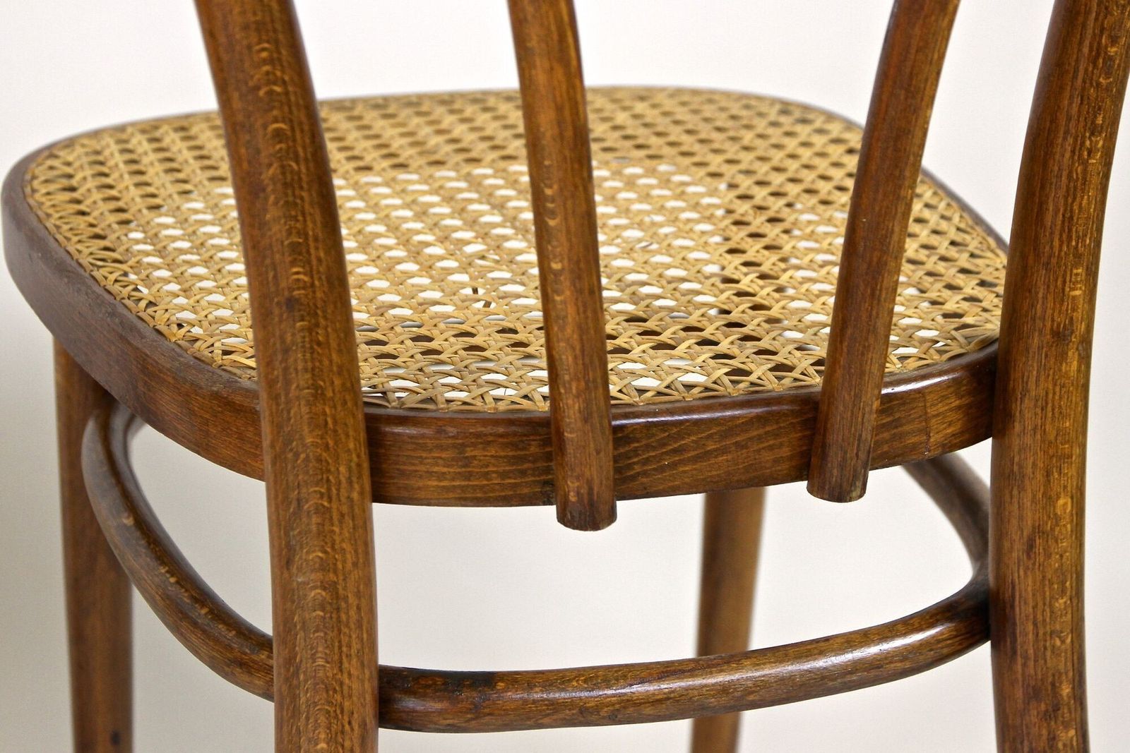 Set Of Two Art Nouveau Thonet Bentwood Chairs, Vienesse Mesh, At Ca. 1895 photo vintage