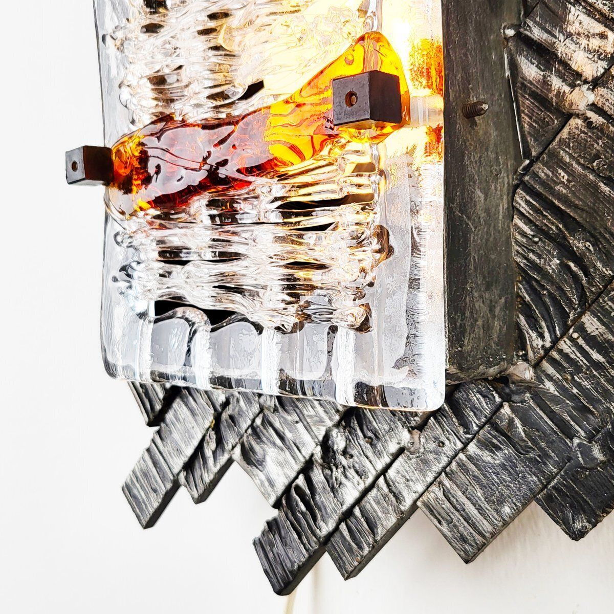 Italian Brutalist Murano Glass Wall Lamp By Albano Poli For Poliarte, 1970s photo furniture
