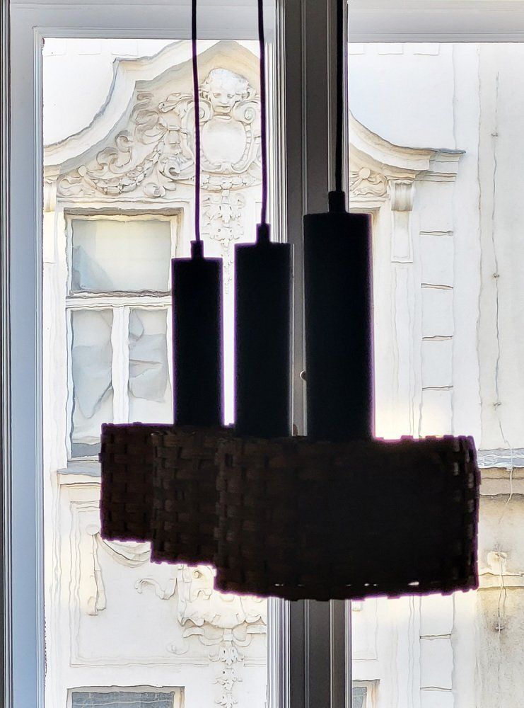 photo for sale Mid Century Modern Danish Rattan Pendant, 1960s