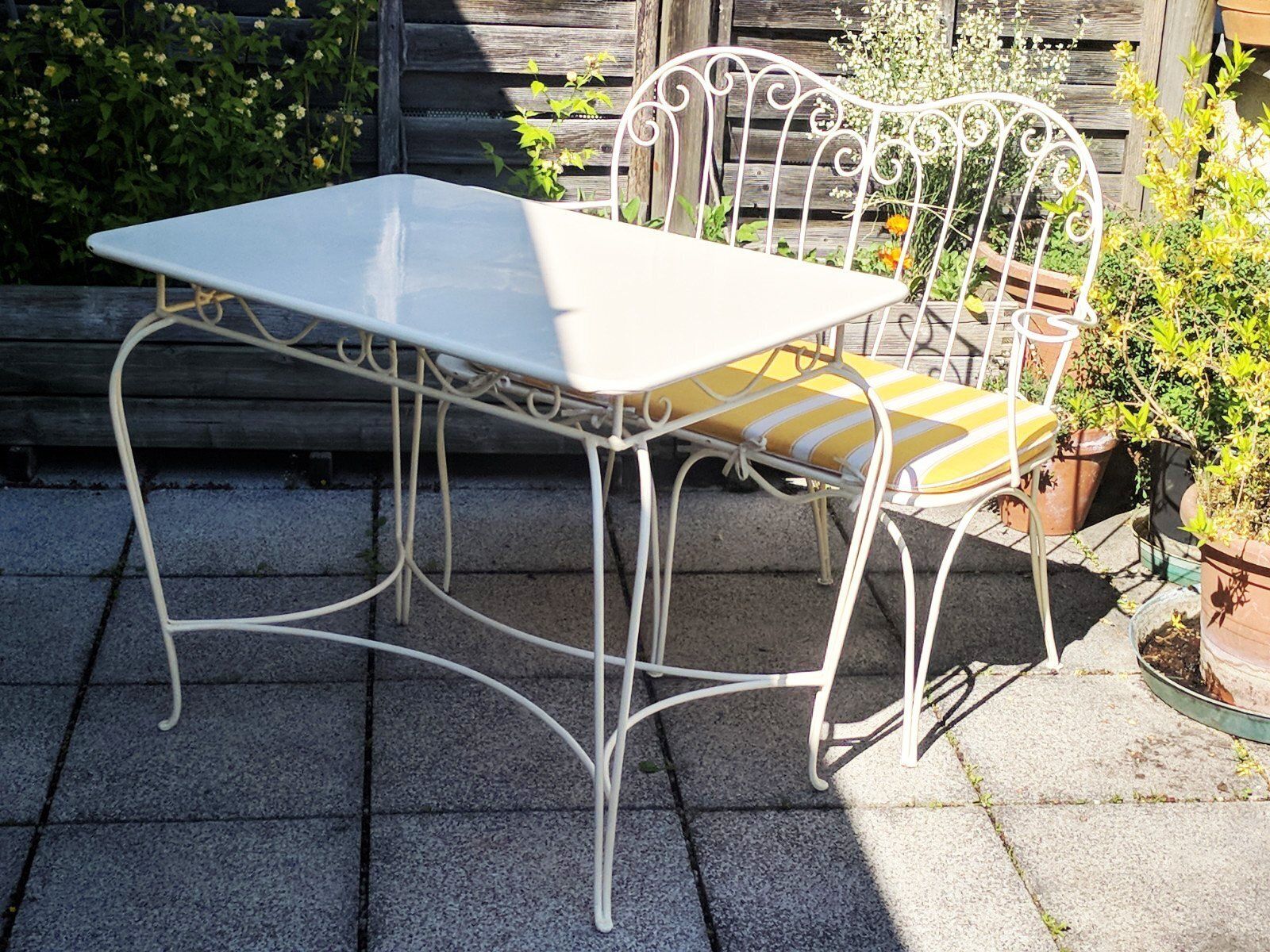 Mid Century Modern Austrian Wrought Iron Garden Seating Set By Karasek & Co, 1950s, Set Of 2