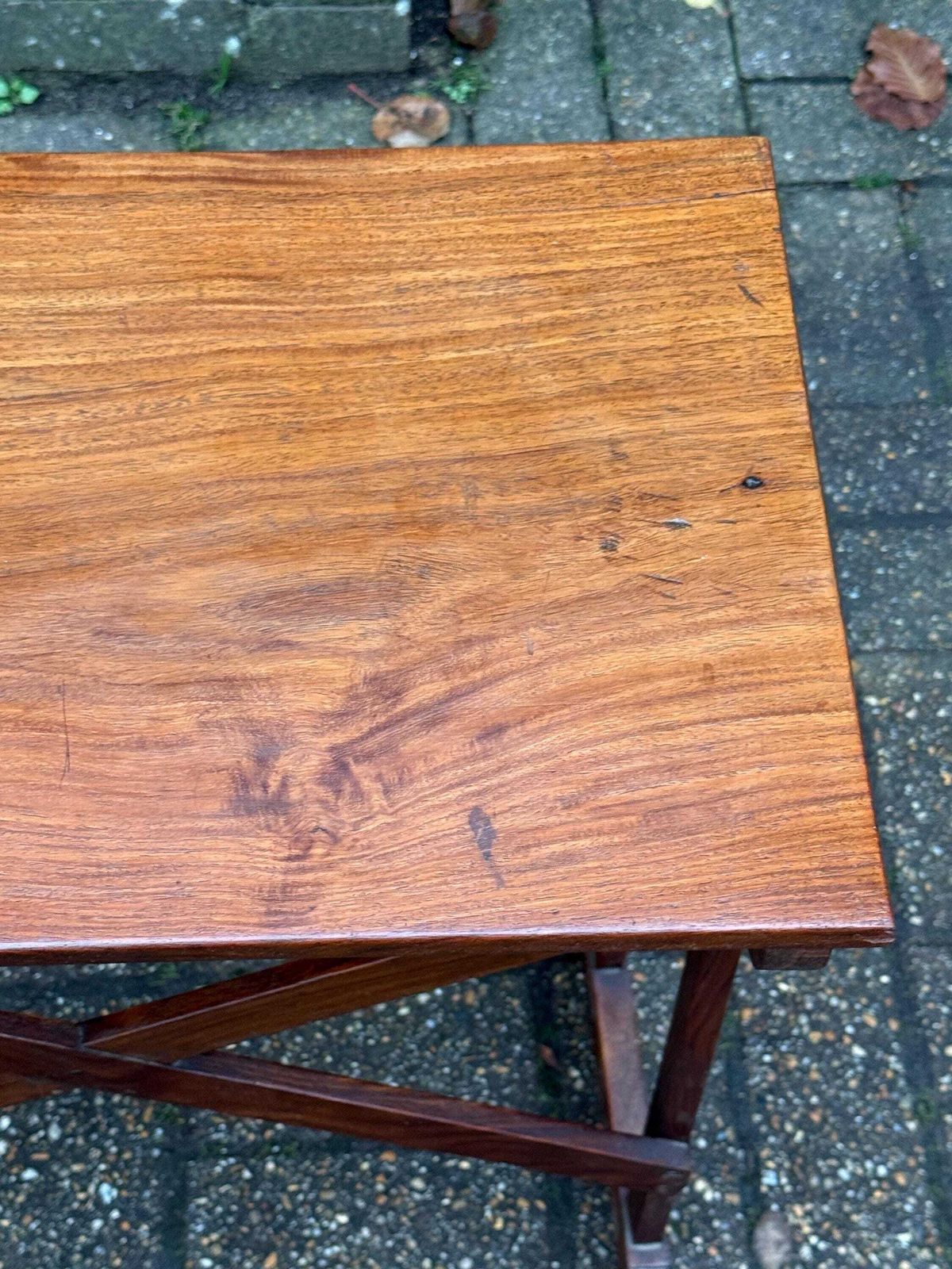 Vintage Mahogany Side Table With Mid Century Colonial Revival X Frame Base, 1950s–70s photo Furniture