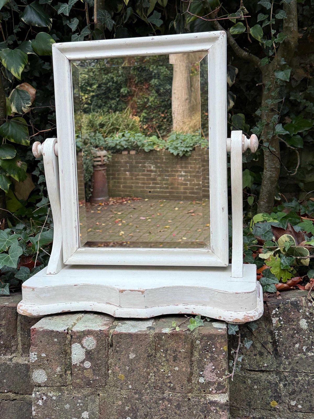 Antique Shabby Chic Painted Swing Mirror Early 20th Century Wooden Vanity Mirror photo furniture