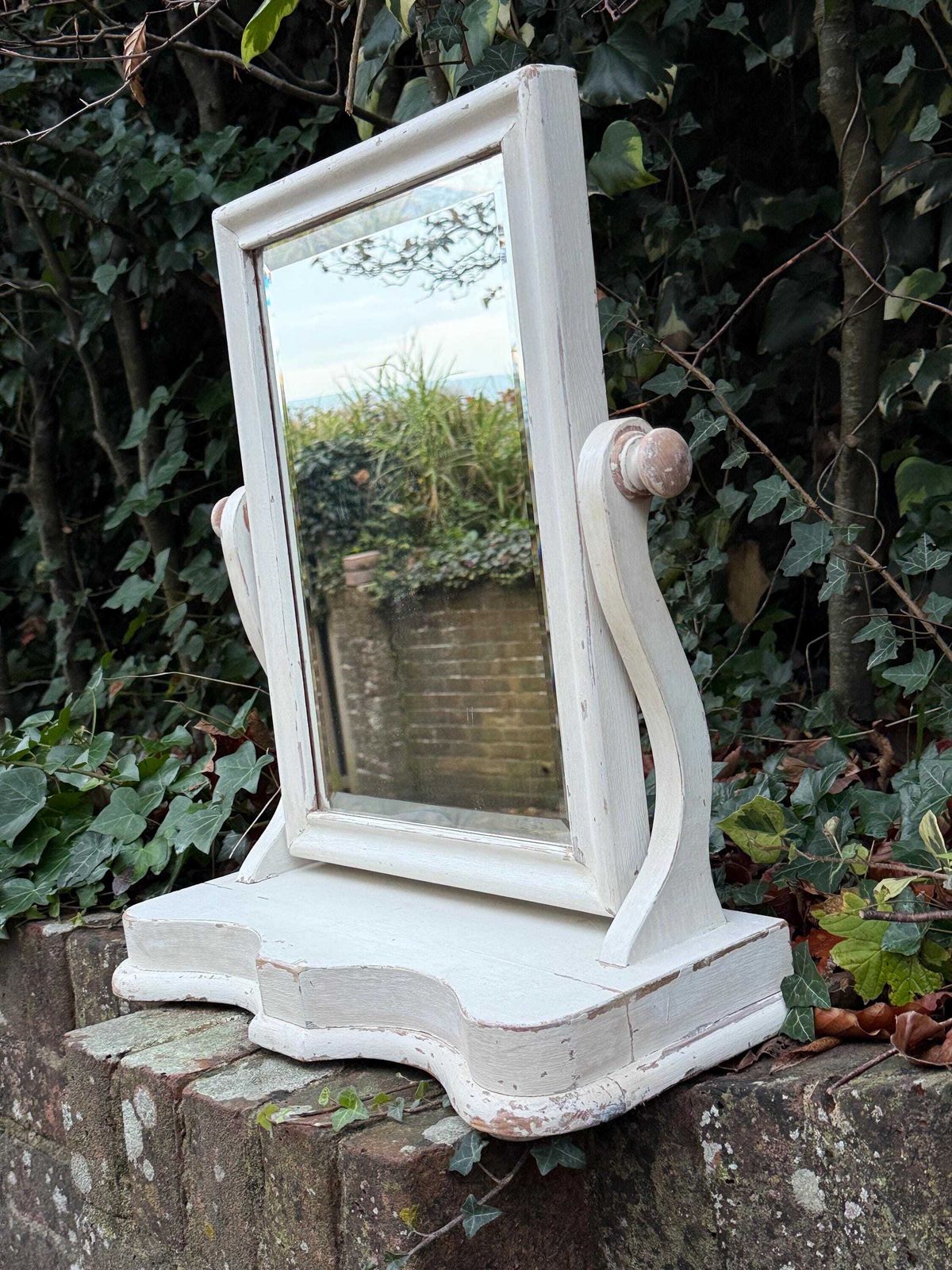 Antique Shabby Chic Painted Swing Mirror Early 20th Century Wooden Vanity Mirror photo Home Decor